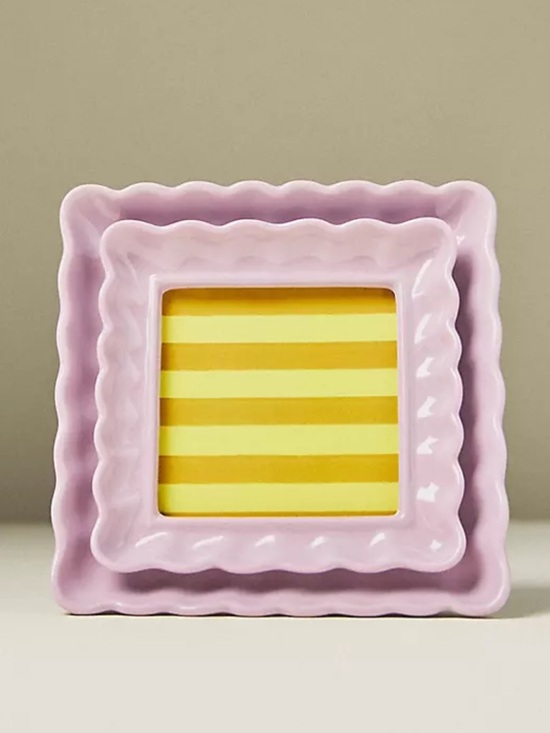 Anthropologie Other - Maeve Scalloped Stoneware Picture Frame in Purple | 4 x 4 NWOT